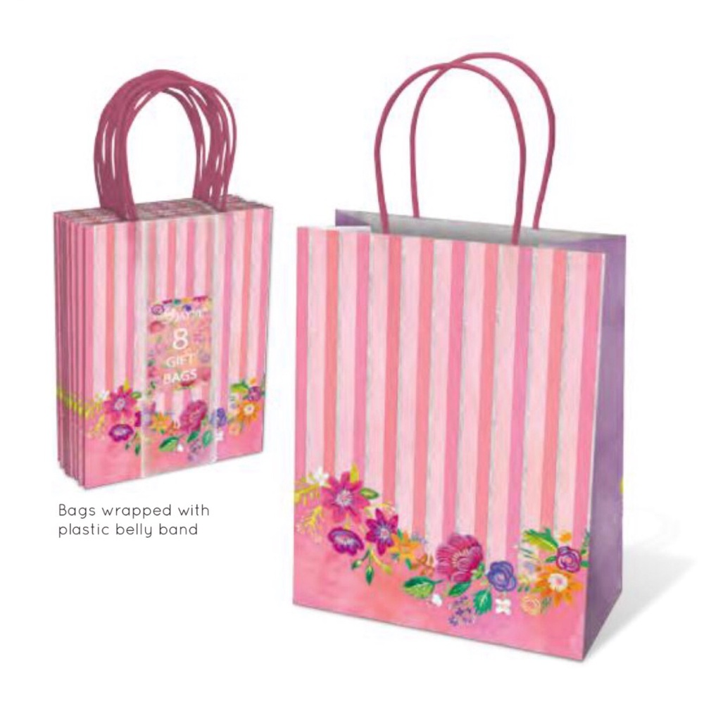 Lady Jayne Pink Floral Balloons Gift Bags - Set of 8